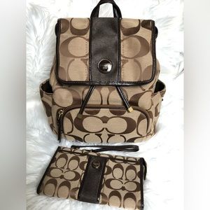 Coach Signature Stripe Backpack w/ Wallet